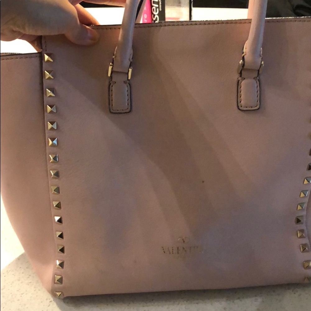 Valentino Pink Tote Bag with Gold Studs